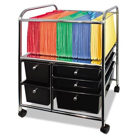 Chesterfield Letter-Legal File Cart with 5 Storage Drawers; 15.25w x 21.88d x 28.88h; Black CH39210